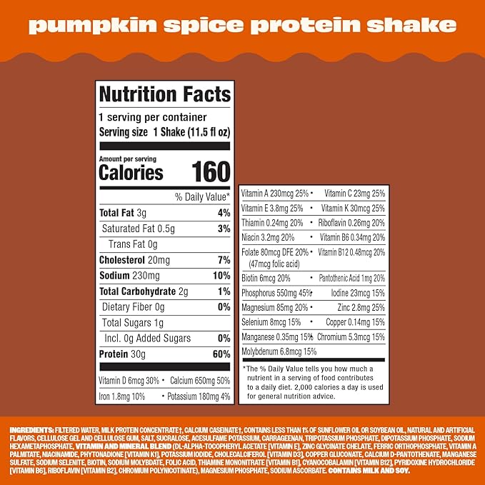 Pumpkin Spice Protein Shake 11.5 oz (12 Count)